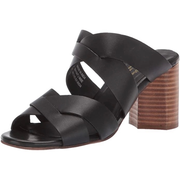 Seychelles Embellishment Black Leather Heeled Mules Block heel Open Toe Sandals - Picture 2 of 11